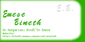 emese bineth business card